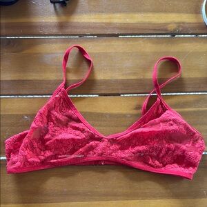 American Apparel Red Lace Bralette — size L